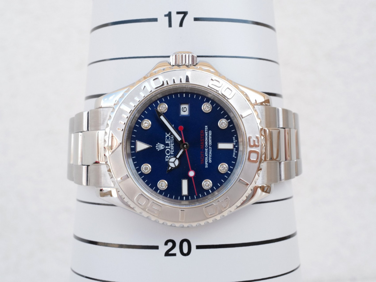 Швейцарський годинник Rolex Yacht-Master 40 Steel Platinum Bezel Custom Blue Diamond Dial