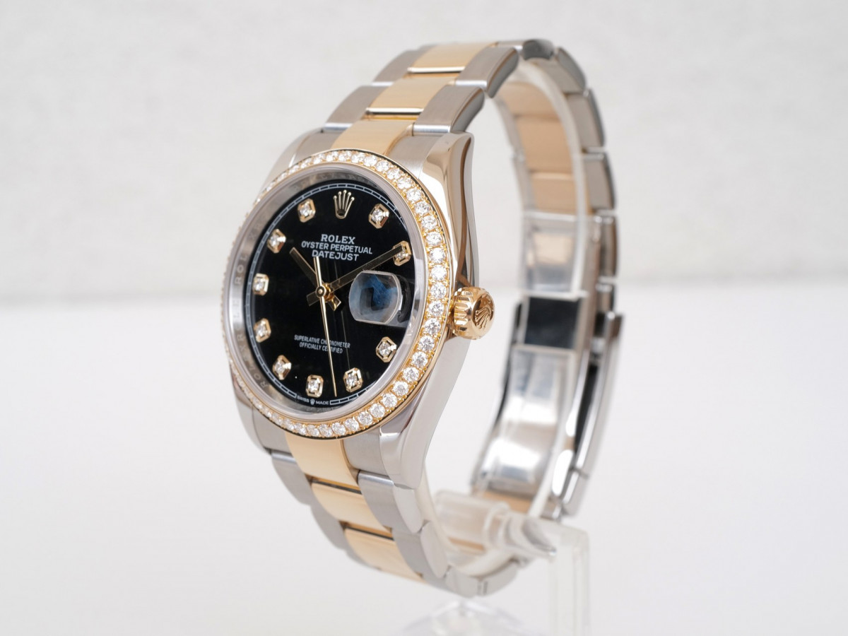 Швейцарський годинник Rolex Datejust 36mm Oyster Steel 18K Yellow Gold Black Diamond Dial