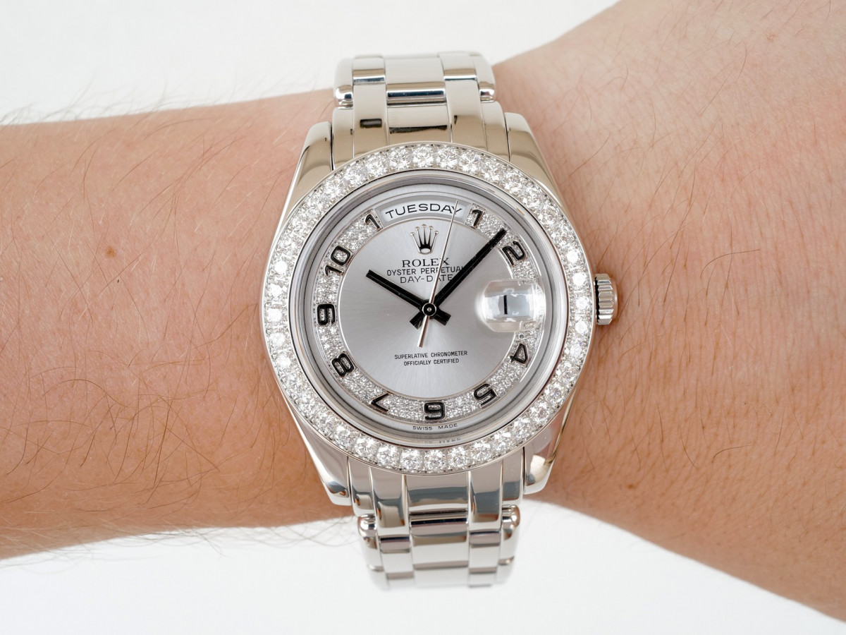 Швейцарський годинник Rolex Day-Date Platinum Masterpiece Factory Diamond Bezel Myriad Dial