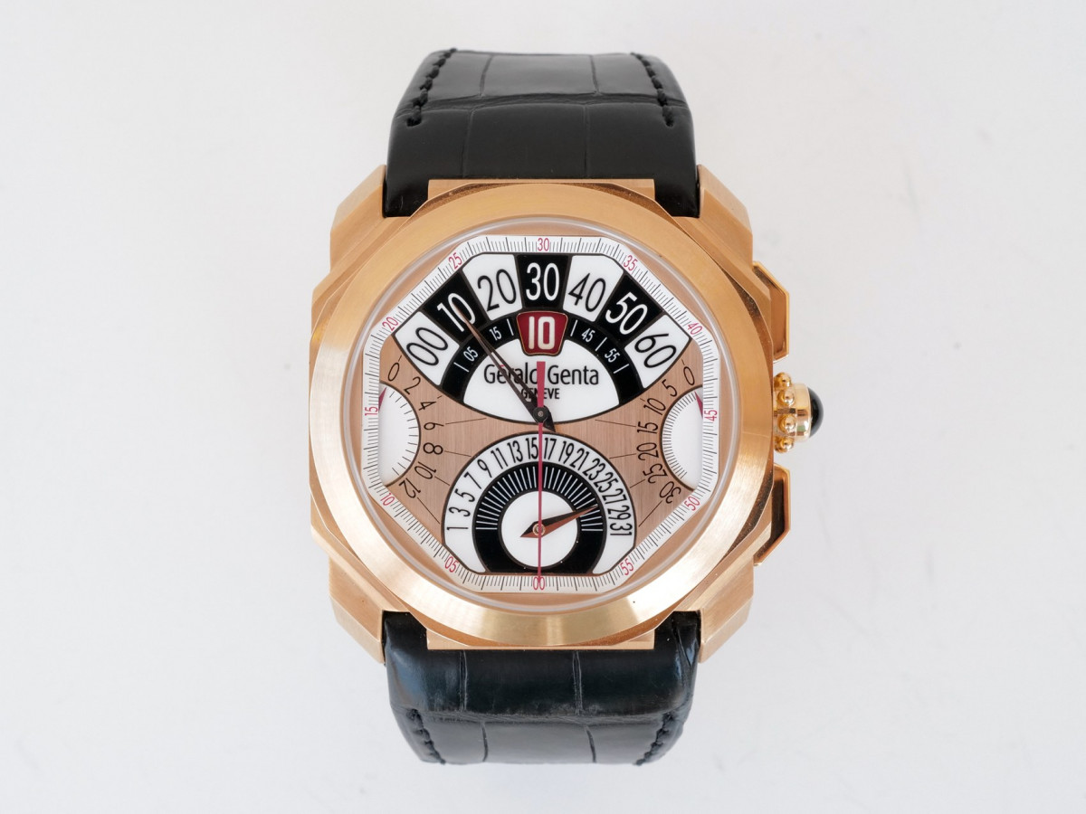 Швейцарський годинник Gerald Genta Octo Quatro Retro Chronograph Jumping Hour 18K Rose Gold
