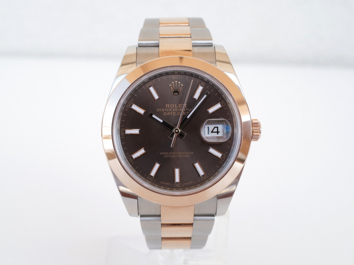 Швейцарський годинник Rolex Datejust 41 Oyster Steel 18K Rose Gold Chocolate Dial