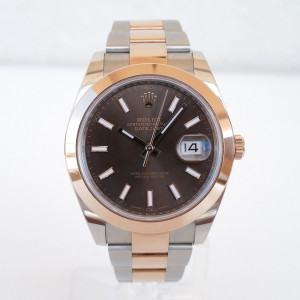 Швейцарские часы Rolex Datejust 41 Oyster Steel 18K Rose Gold Chocolate Dial