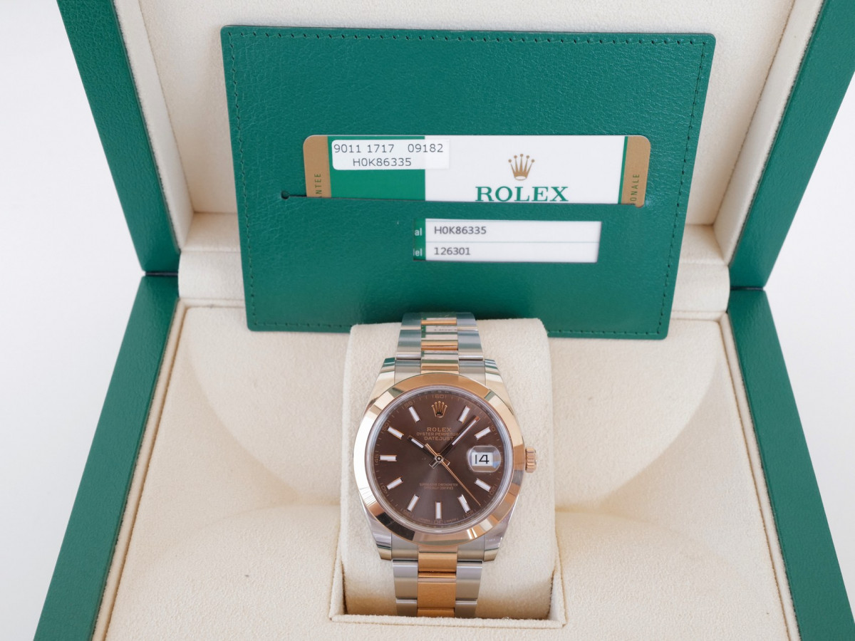 Швейцарський годинник Rolex Datejust 41 Oyster Steel 18K Rose Gold Chocolate Dial