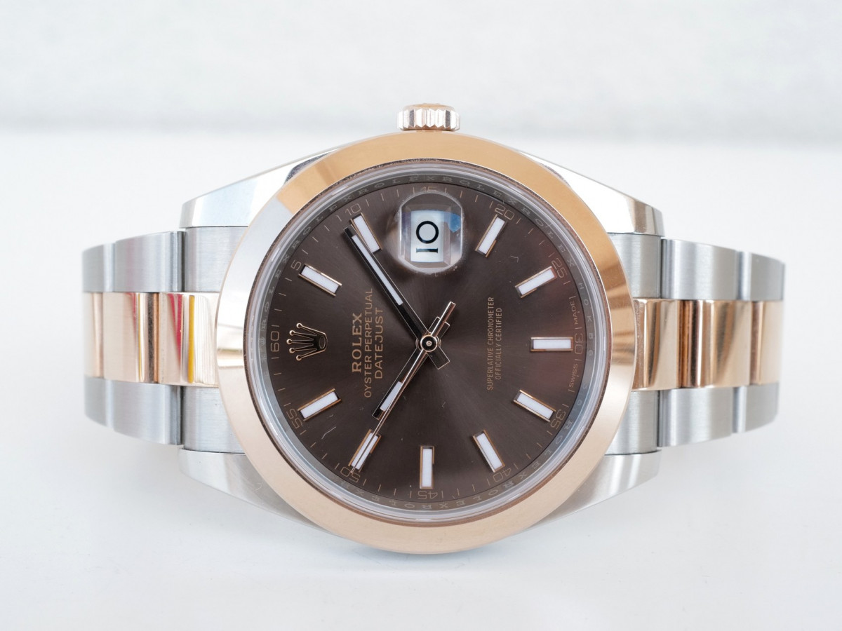 Швейцарський годинник Rolex Datejust 41 Oyster Steel 18K Rose Gold Chocolate Dial