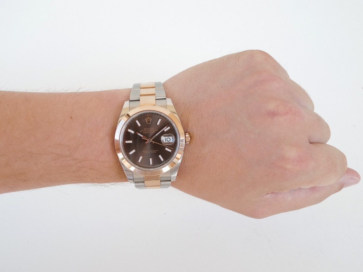 Швейцарський годинник Rolex Datejust 41 Oyster Steel 18K Rose Gold Chocolate Dial