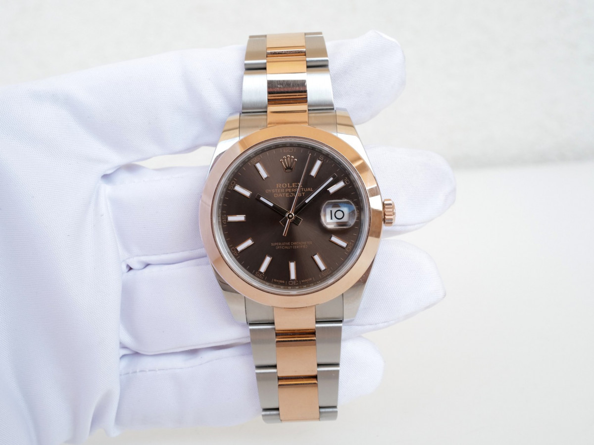 Швейцарський годинник Rolex Datejust 41 Oyster Steel 18K Rose Gold Chocolate Dial
