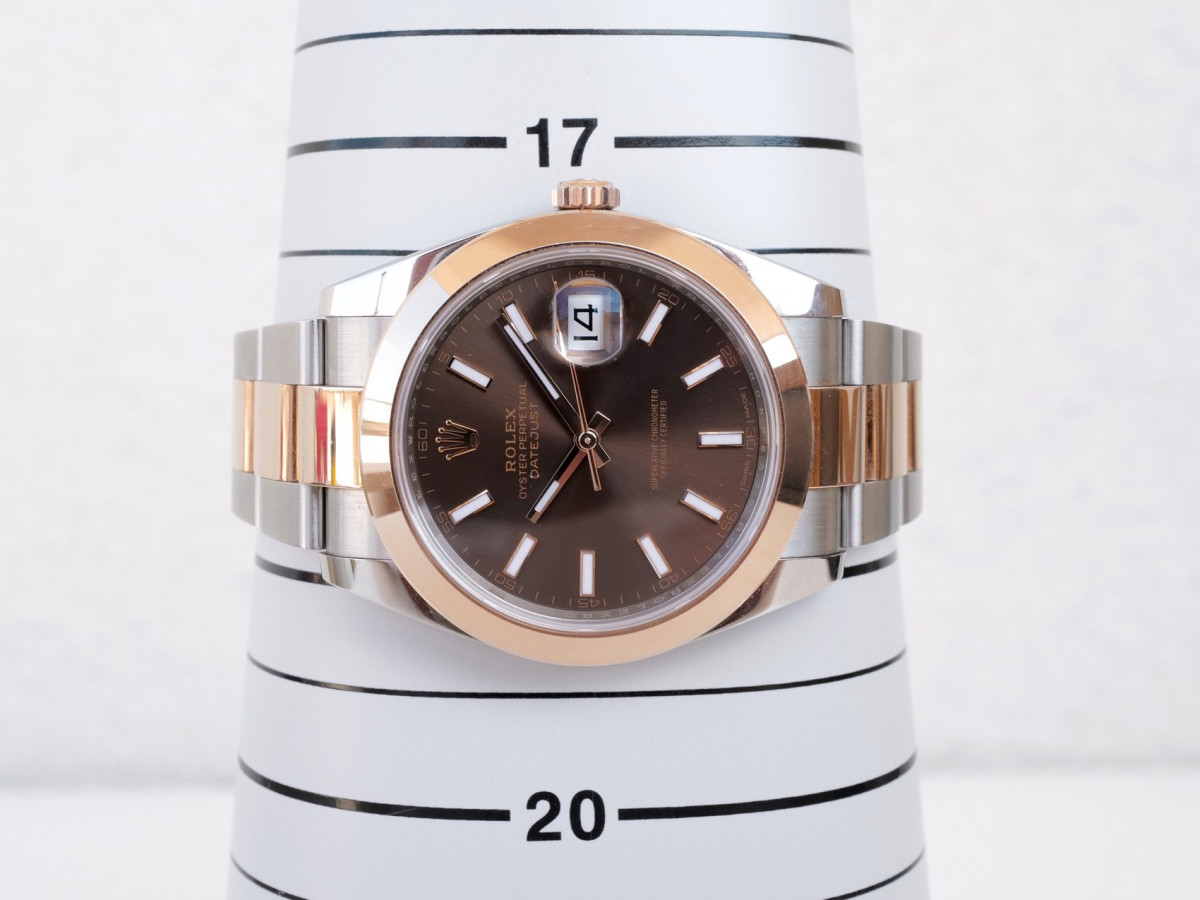 Швейцарський годинник Rolex Datejust 41 Oyster Steel 18K Rose Gold Chocolate Dial