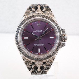 Швейцарський годинник Rolex Custom Saint Bones Overlord 925 Silver Piece Unique Black Diamonds