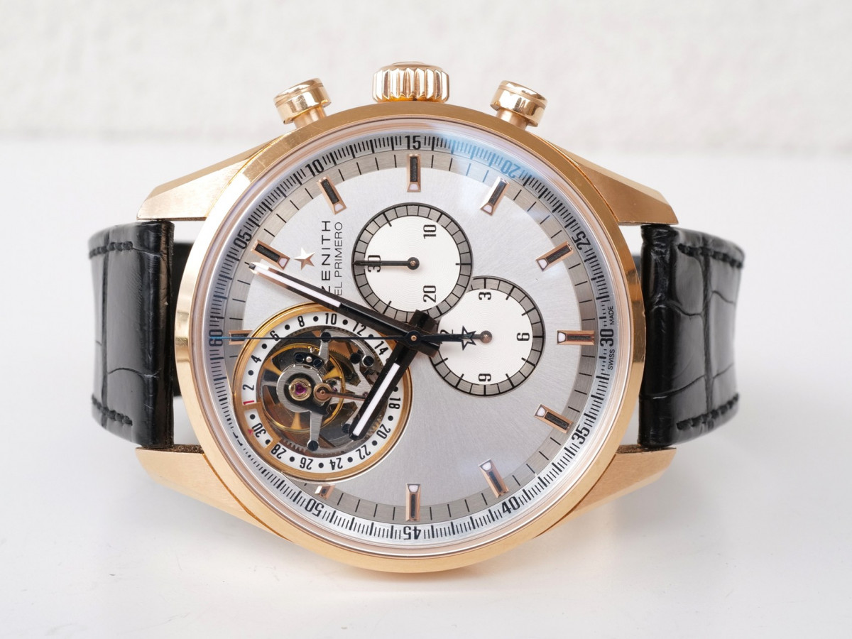 Швейцарський годинник Zenith El Primero Open Tourbillon Date Chronograph 18K Rose Gold