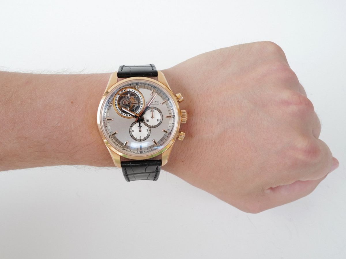 Швейцарський годинник Zenith El Primero Open Tourbillon Date Chronograph 18K Rose Gold