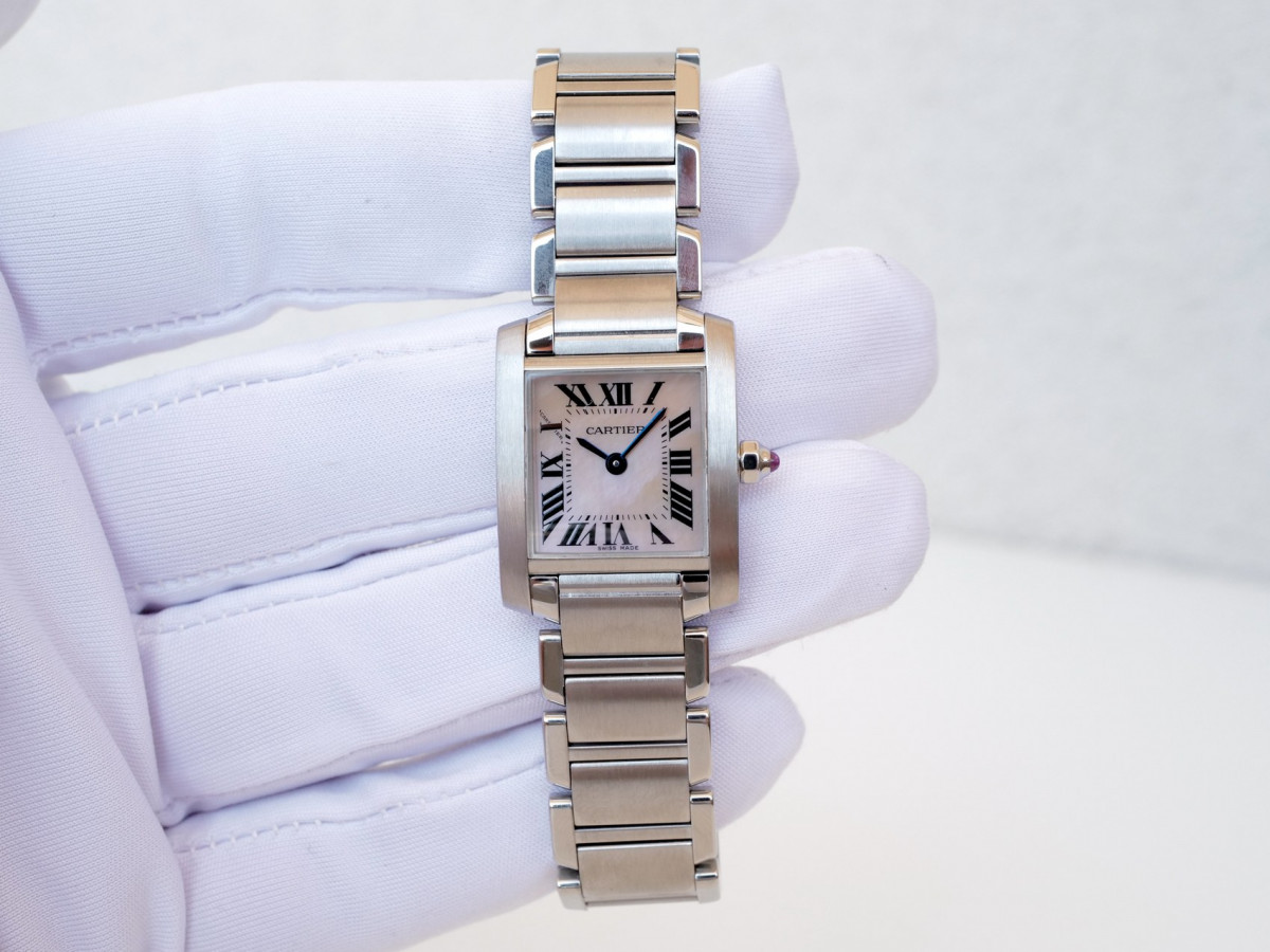 Швейцарський годинник Cartier Tank Francaise Pink MOP Dial Steel Quartz