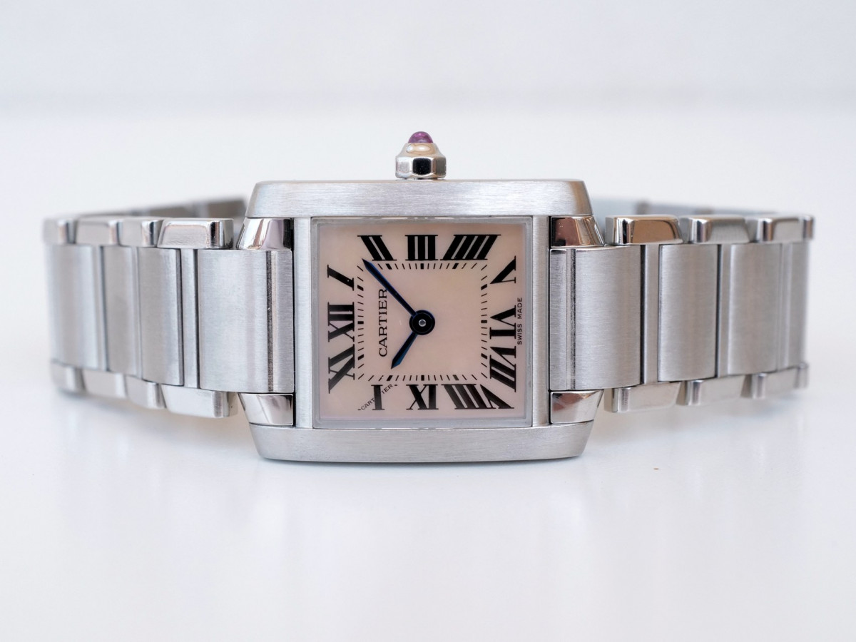 Швейцарський годинник Cartier Tank Francaise Pink MOP Dial Steel Quartz