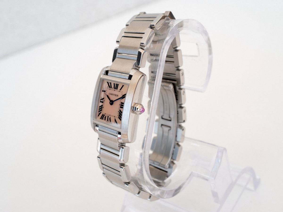 Швейцарський годинник Cartier Tank Francaise Pink MOP Dial Steel Quartz