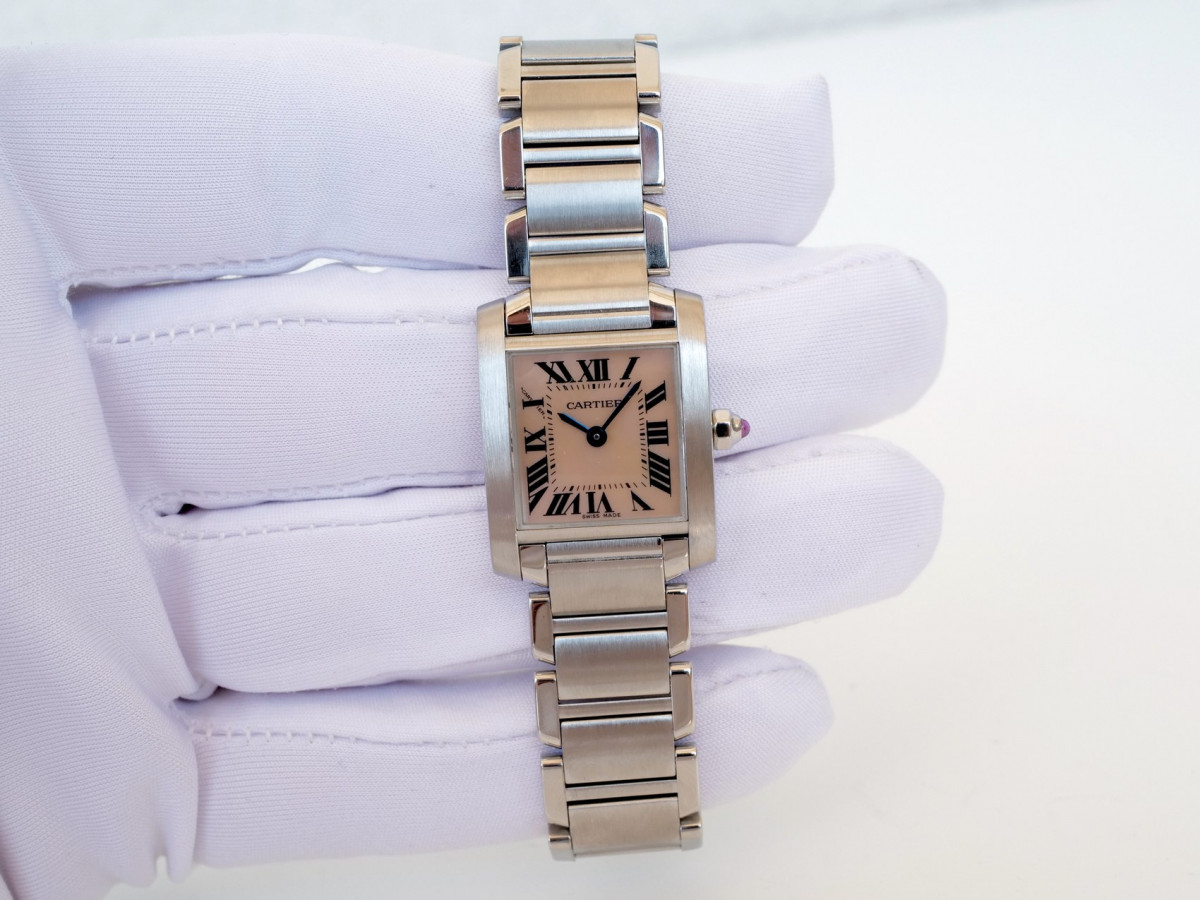Швейцарський годинник Cartier Tank Francaise Pink MOP Dial Steel Quartz