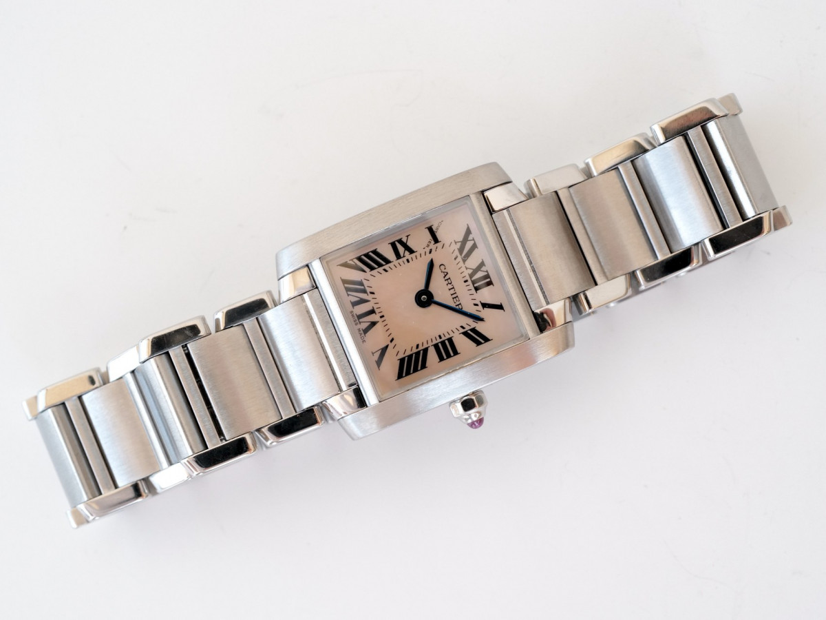 Швейцарський годинник Cartier Tank Francaise Pink MOP Dial Steel Quartz