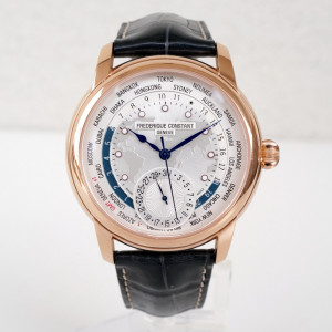 Швейцарський годинник Frederique Constant Manufacture Worldtimer Silver Dial Blue Alligator Strap