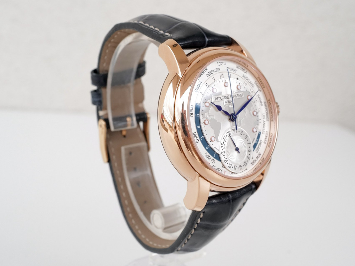 Швейцарський годинник Frederique Constant Manufacture Worldtimer Silver Dial Blue Alligator Strap
