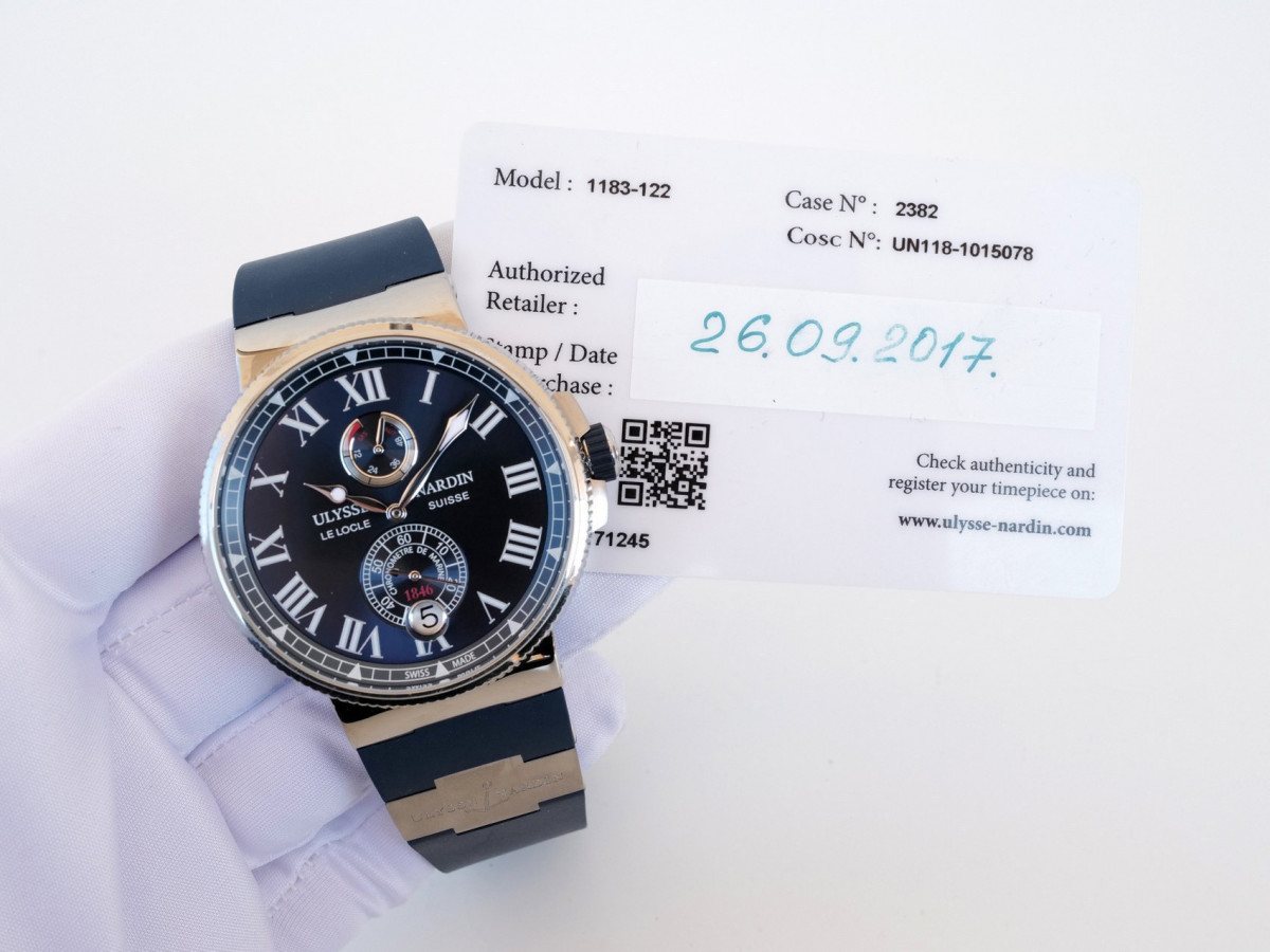 Швейцарские часы Ulysse Nardin Marine Chronometer Manufacture Blue Dial Rubber