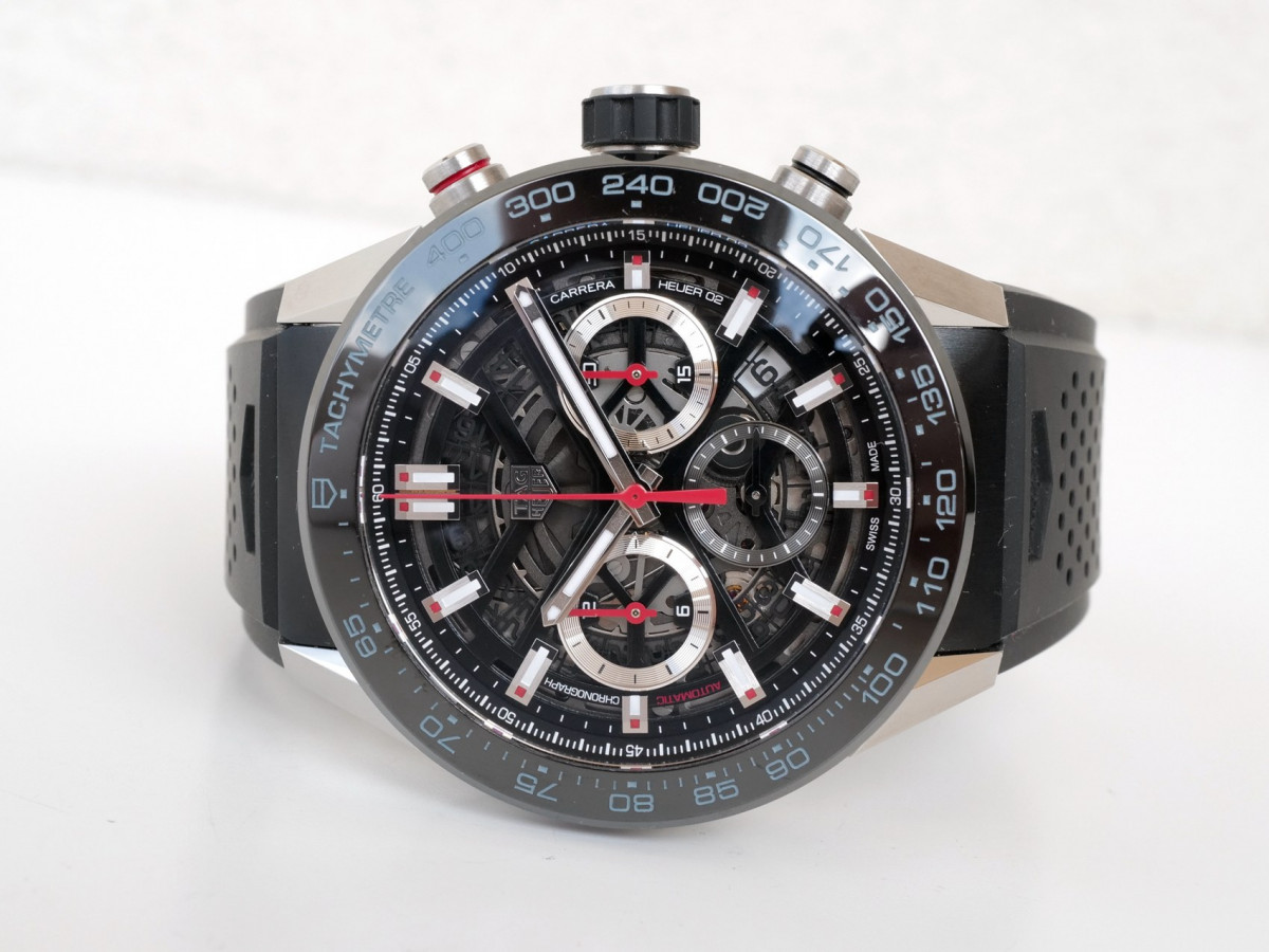 Швейцарские часы TAG Heuer Carrera Automatic Chronograph Calibre Heuer 02 Ceramic Bezel Skeleton 45mm