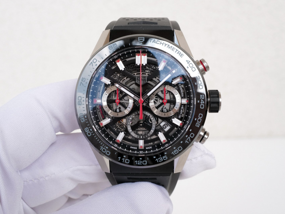 Швейцарские часы TAG Heuer Carrera Automatic Chronograph Calibre Heuer 02 Ceramic Bezel Skeleton 45mm