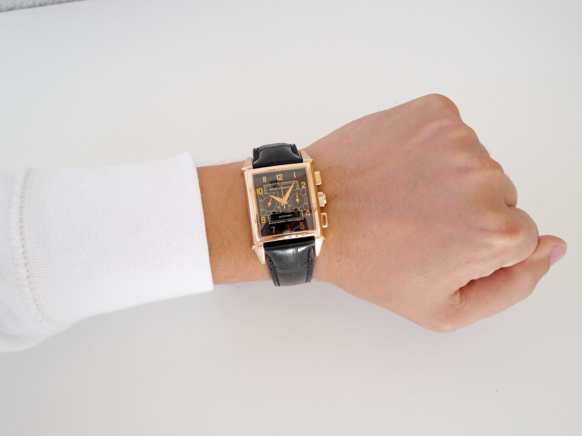 Швейцарський годинник Girard Perregaux Vintage 1945 Chronograph 18K Rose Gold Black Dial