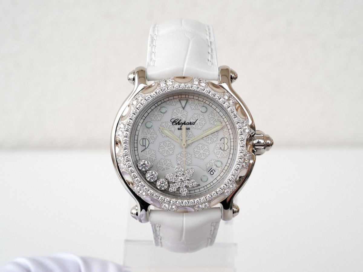 Швейцарские часы Chopard Happy Sport Diamond Snowflake 18kt White Gold Steel