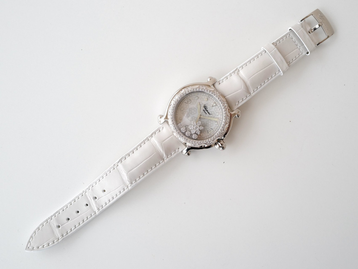Швейцарские часы Chopard Happy Sport Diamond Snowflake 18kt White Gold Steel