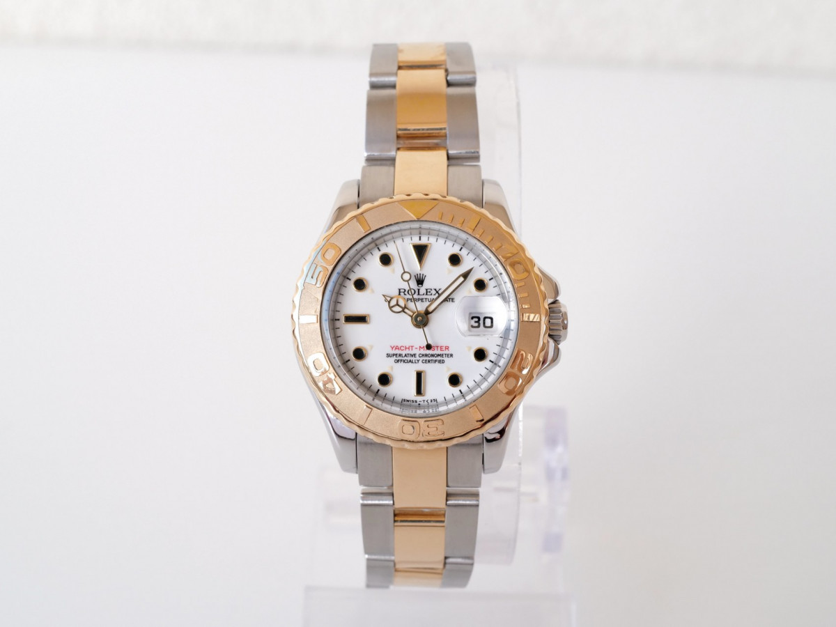 Швейцарський годинник Rolex Yacht Master Lady 29 Yellow Gold Steel White Dial