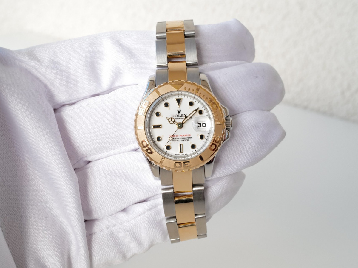 Швейцарський годинник Rolex Yacht Master Lady 29 Yellow Gold Steel White Dial
