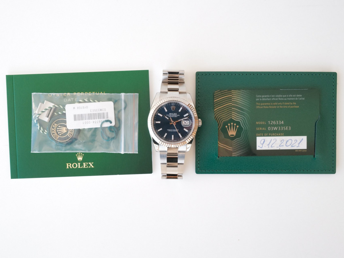 Швейцарський годинник Rolex Datejust 41 Blue Dial Oyster Steel Fluted 18K White Gold Bezel