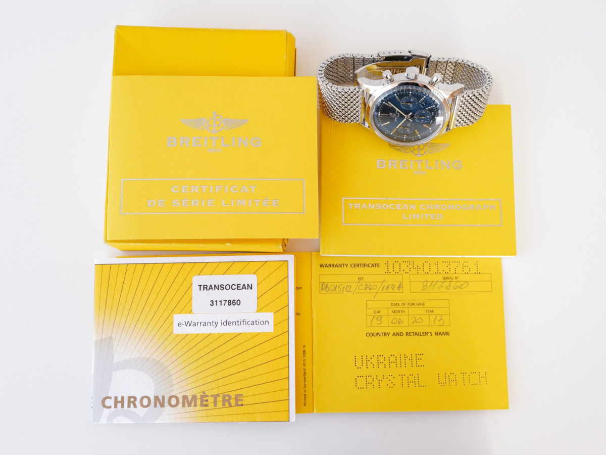 Швейцарський годинник Breitling Transocean Chronograph Blue Dial 43 Limited Edition