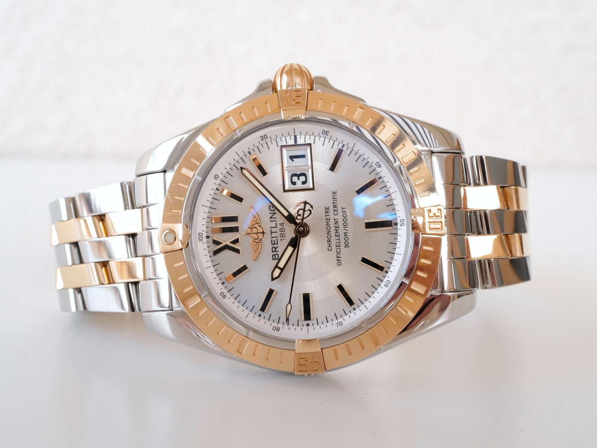 Швейцарський годинник Breitling Galactic 41 Cockpit Big Date Steel 18K Rose Gold White Dial
