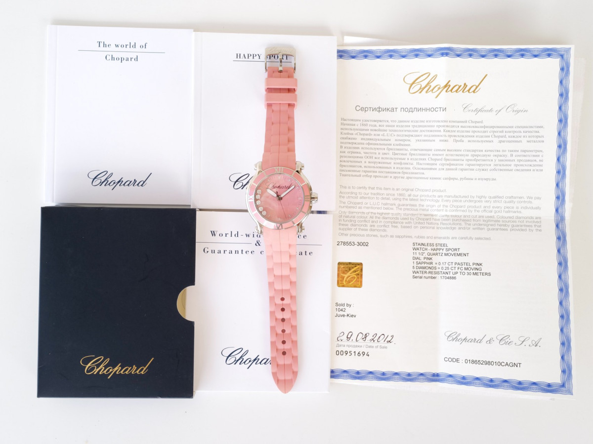Swiss watch Chopard Happy Sport 36 Pink Dial 5 Diamonds Quartz