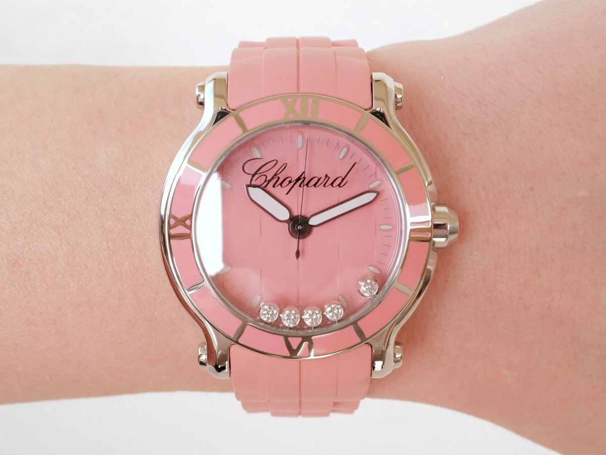 Swiss watch Chopard Happy Sport 36 Pink Dial 5 Diamonds Quartz