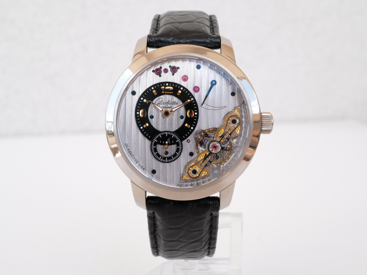 Швейцарський годинник Glashutte Original PanoInverse 42 XL 18K White Gold Manual Wind