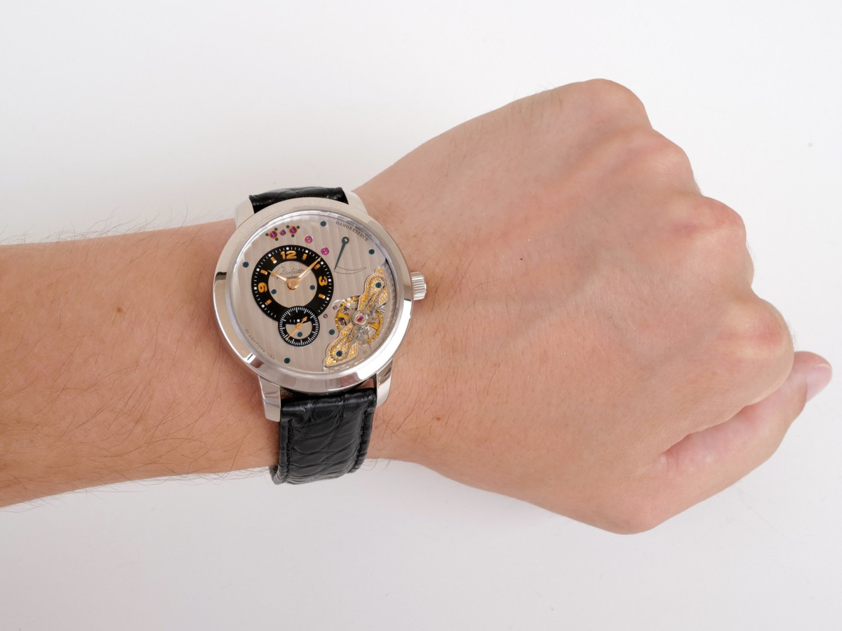 Швейцарський годинник Glashutte Original PanoInverse 42 XL 18K White Gold Manual Wind