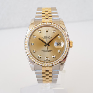 Швейцарський годинник Rolex Datejust 36 Jubilee Steel 18K Yellow Gold Champagne Diamond Dial Bezel