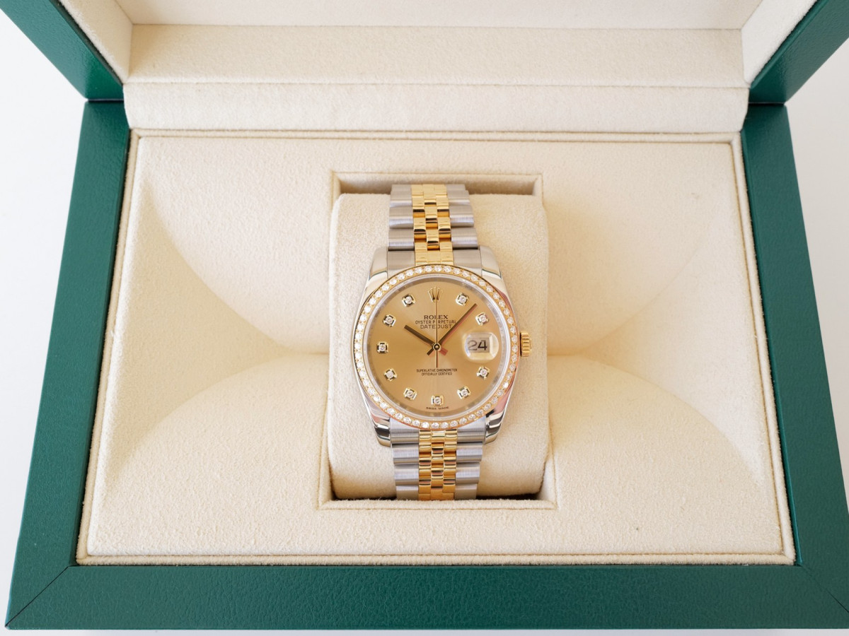 Швейцарський годинник Rolex Datejust 36 Jubilee Steel 18K Yellow Gold Champagne Diamond Dial Bezel