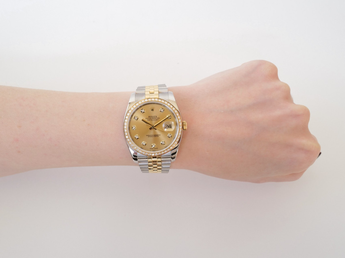 Швейцарський годинник Rolex Datejust 36 Jubilee Steel 18K Yellow Gold Champagne Diamond Dial Bezel