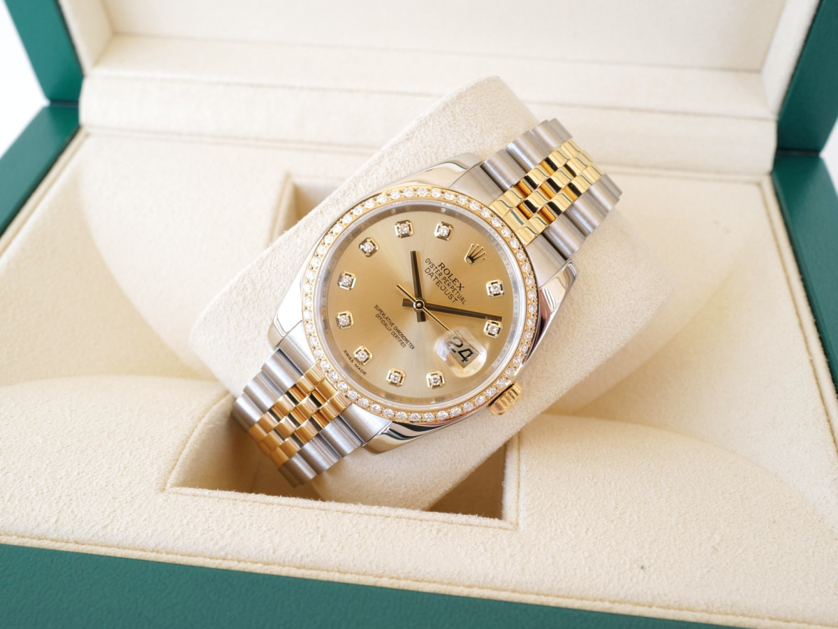 Швейцарський годинник Rolex Datejust 36 Jubilee Steel 18K Yellow Gold Champagne Diamond Dial Bezel