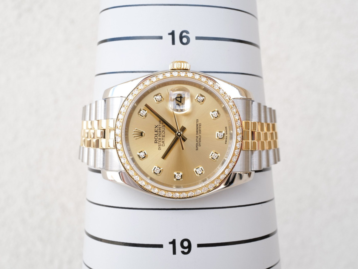Швейцарський годинник Rolex Datejust 36 Jubilee Steel 18K Yellow Gold Champagne Diamond Dial Bezel
