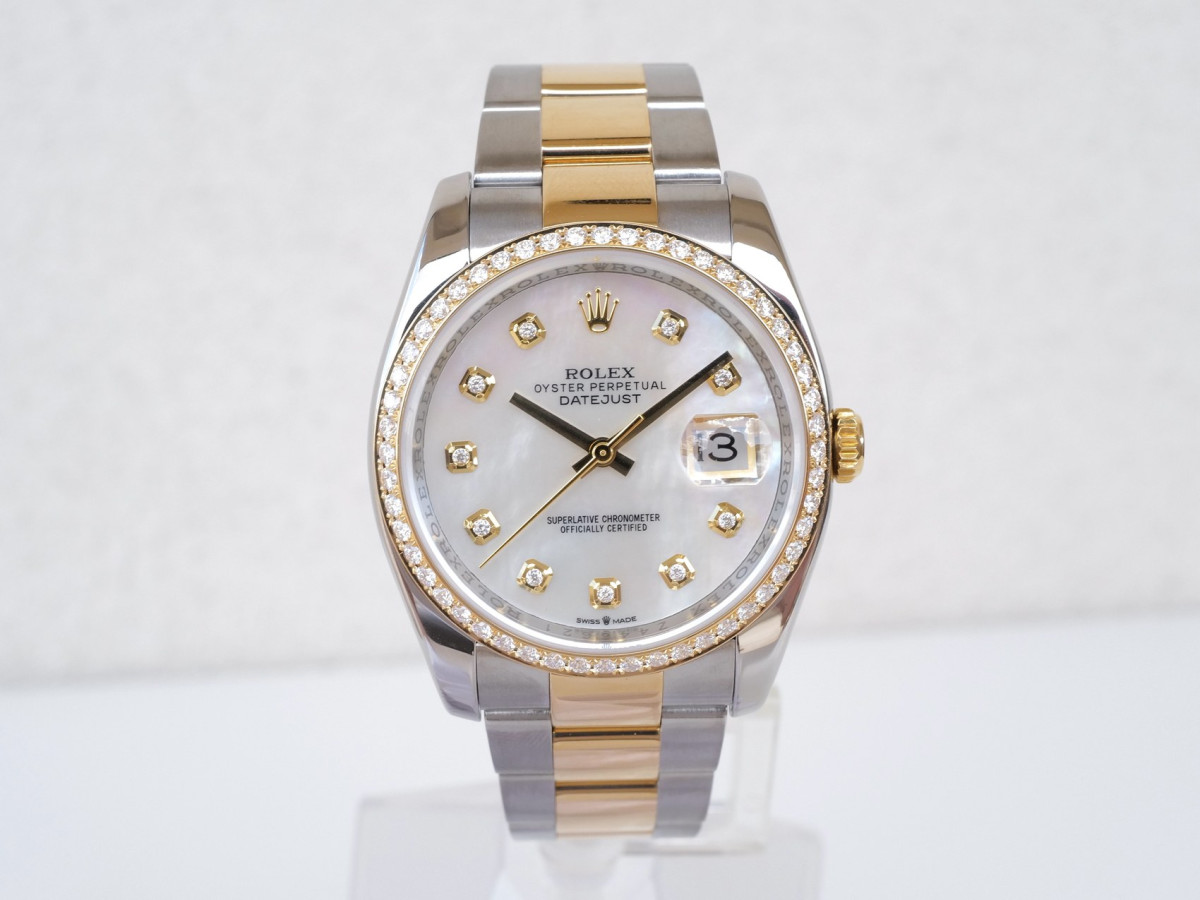 Швейцарские часы Rolex Datejust 36 Oyster Steel 18K Yellow Gold MOP Diamond Dial Bezel