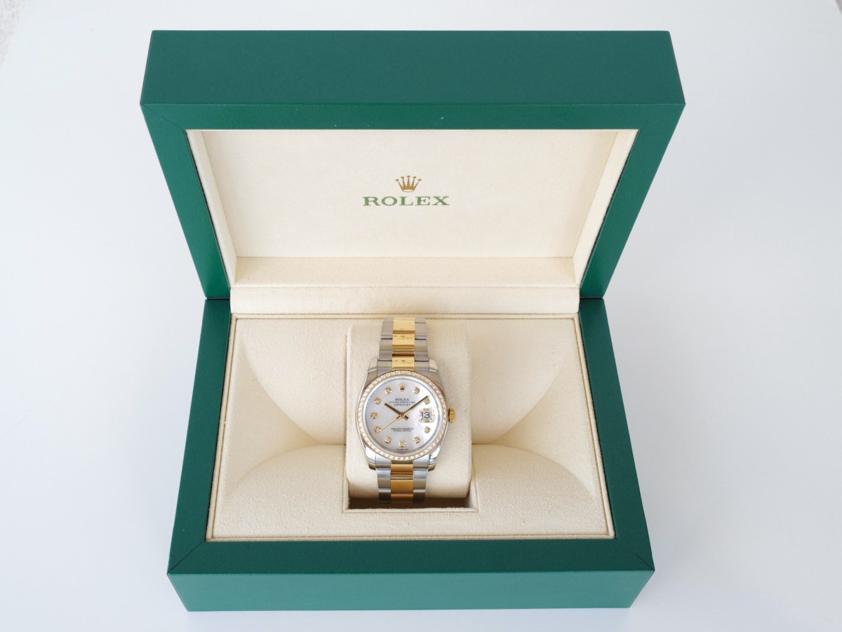 Швейцарские часы Rolex Datejust 36 Oyster Steel 18K Yellow Gold MOP Diamond Dial Bezel