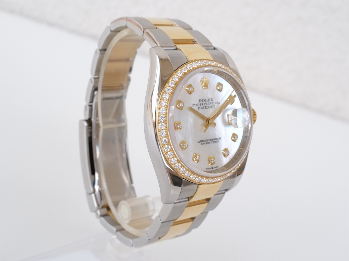 Швейцарские часы Rolex Datejust 36 Oyster Steel 18K Yellow Gold MOP Diamond Dial Bezel
