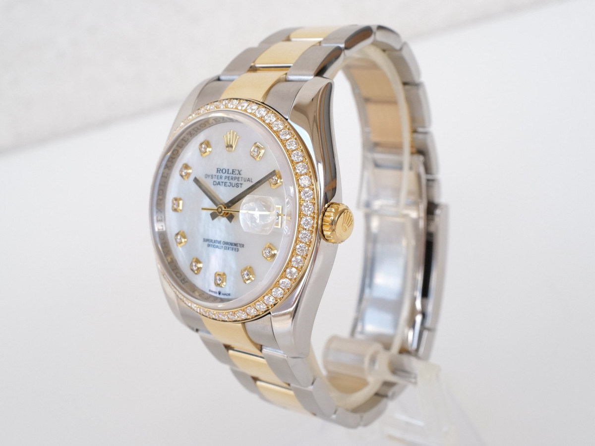 Швейцарские часы Rolex Datejust 36 Oyster Steel 18K Yellow Gold MOP Diamond Dial Bezel