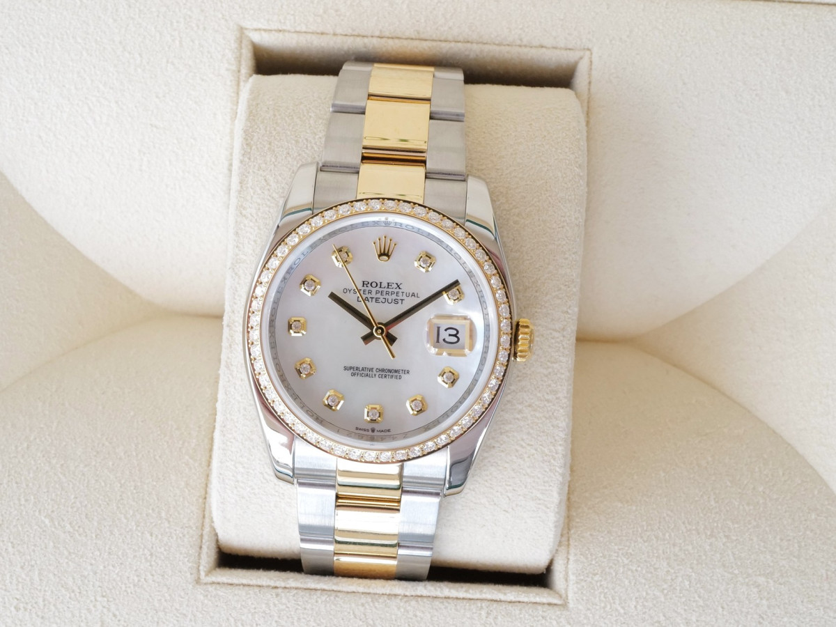 Швейцарские часы Rolex Datejust 36 Oyster Steel 18K Yellow Gold MOP Diamond Dial Bezel