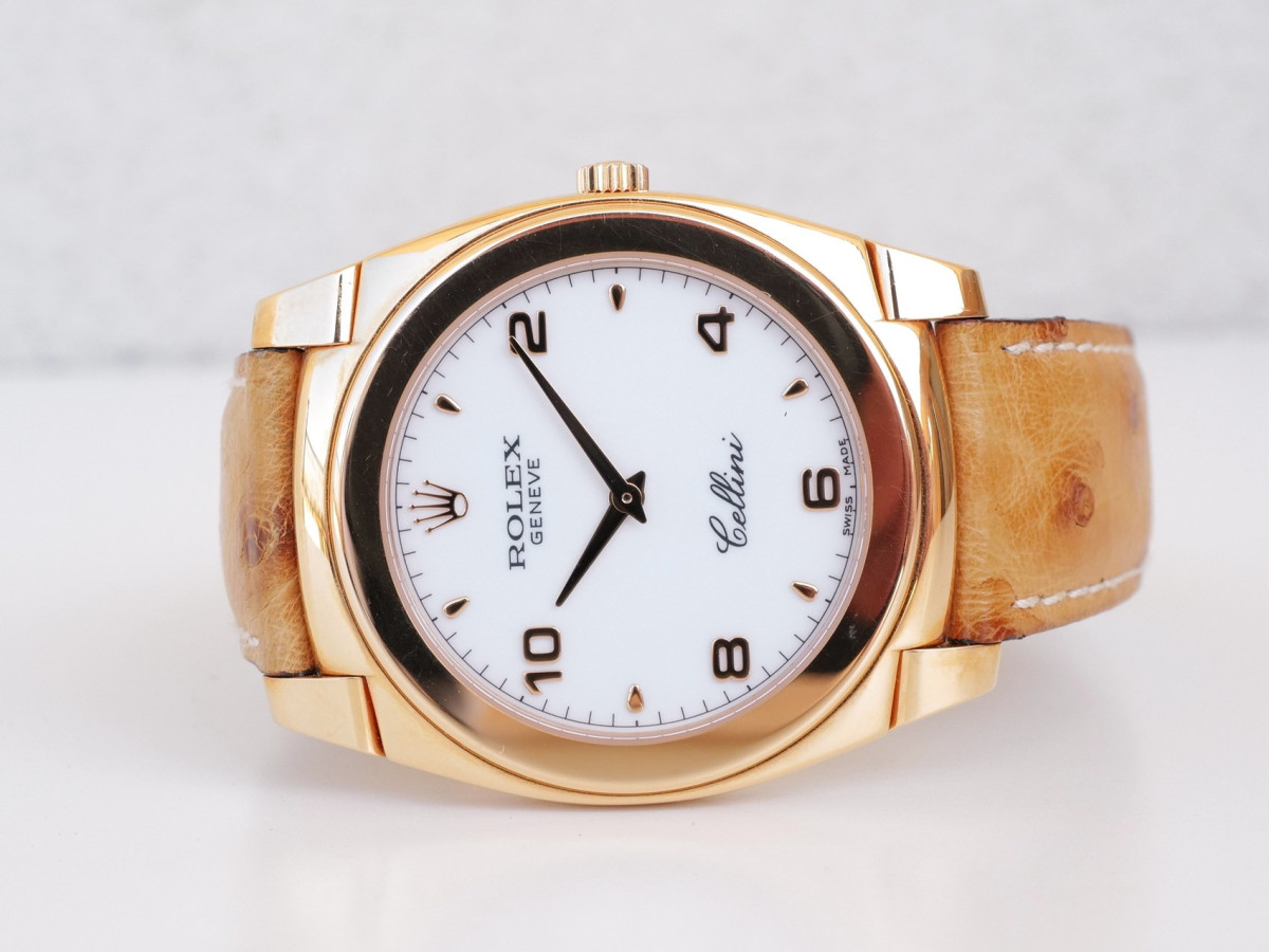 Швейцарские часы Rolex Cellini 36 Cestello 18K Rose Gold White Dial Manual Wind
