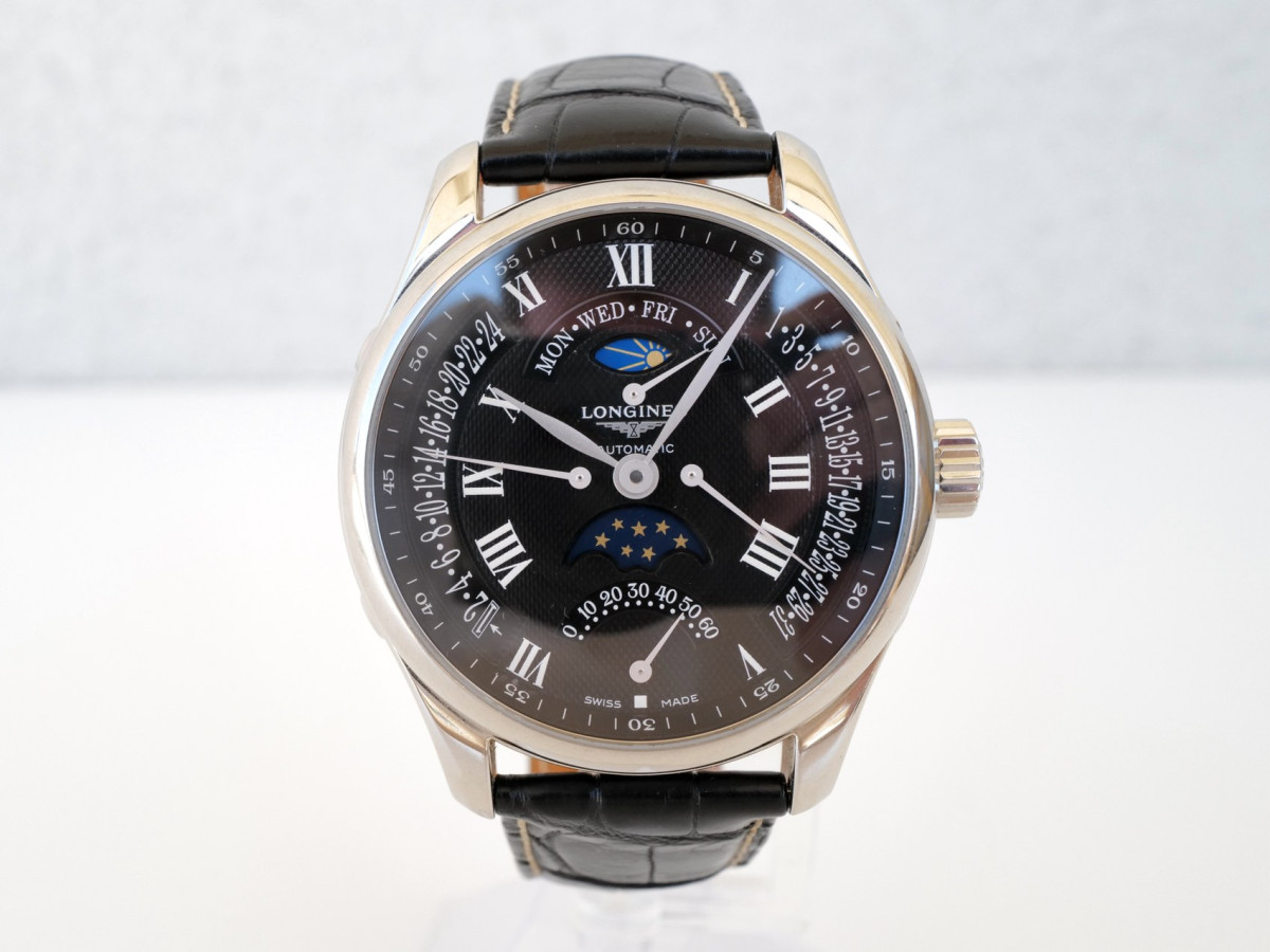 Швейцарський годинник Longines Master Collection 44 Retrograde Moonphase Black Dial
