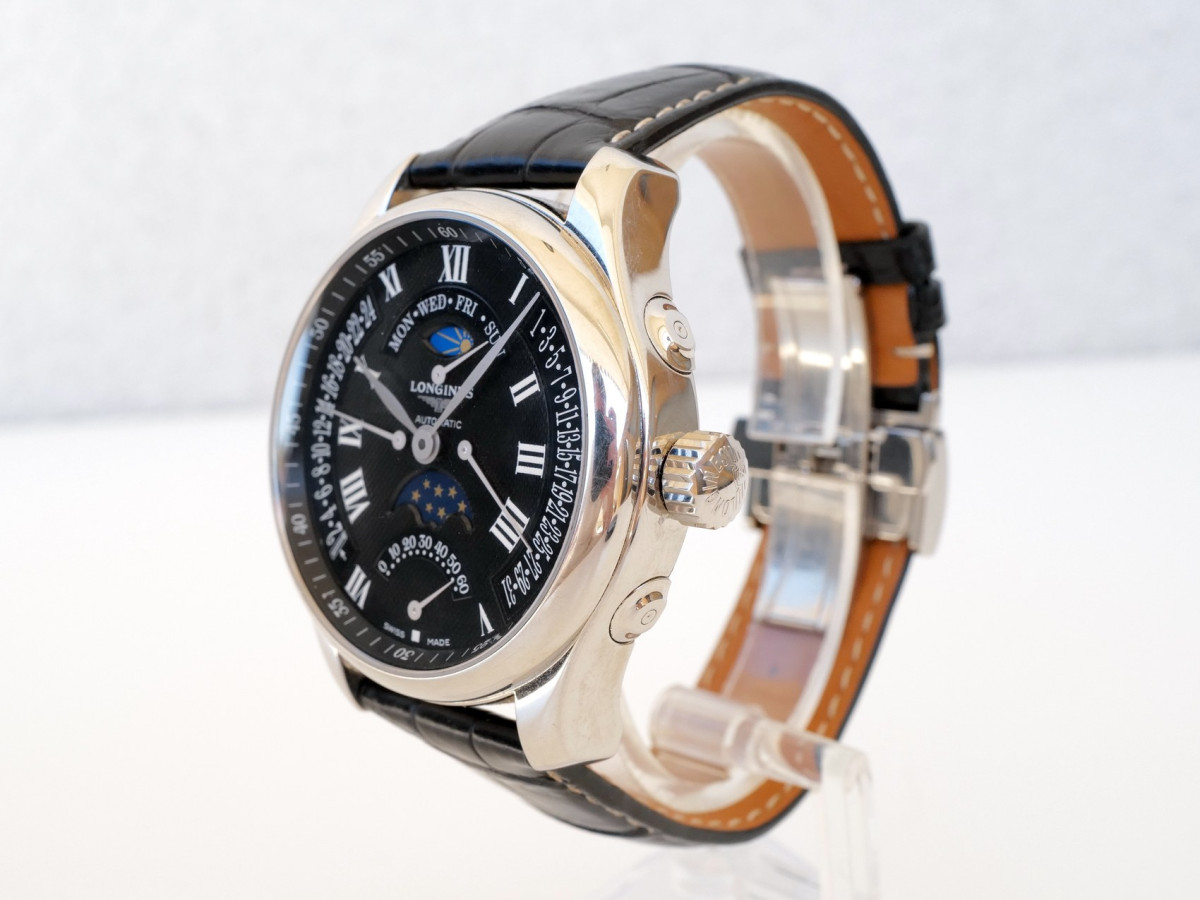 Швейцарський годинник Longines Master Collection 44 Retrograde Moonphase Black Dial