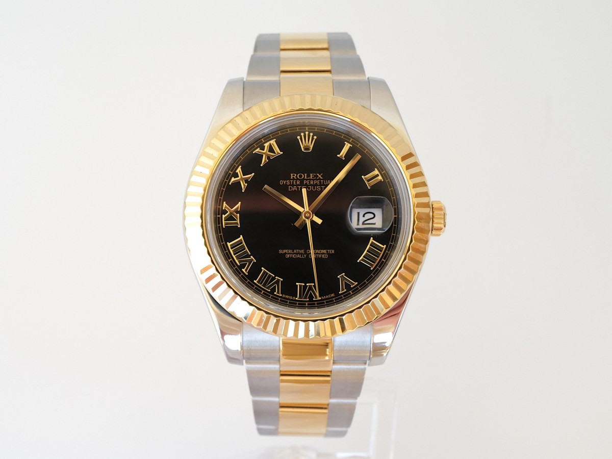 Swiss watch Rolex Datejust II 41 Oyster 18K Yellow Gold Steel Black Roman Dial